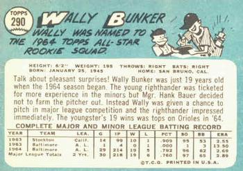 1965 Topps #290 Wally Bunker Back