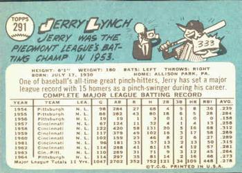 1965 Topps #291 Jerry Lynch Back