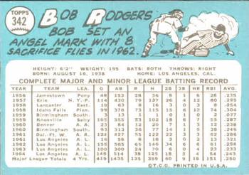1965 Topps #342 Bob Rodgers Back