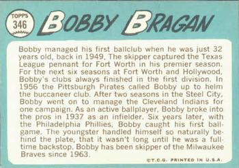 1965 Topps #346 Bobby Bragan Back