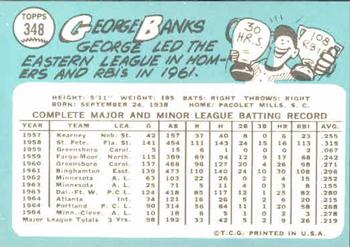 1965 Topps #348 George Banks Back