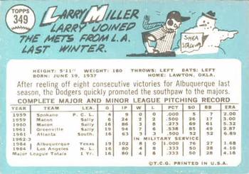1965 Topps #349 Larry Miller Back