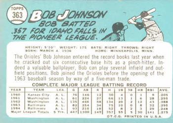 1965 Topps #363 Bob Johnson Back