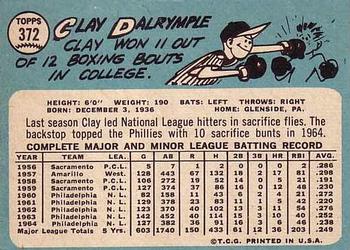 1965 Topps #372 Clay Dalrymple Back
