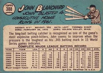 1965 Topps #388 John Blanchard Back