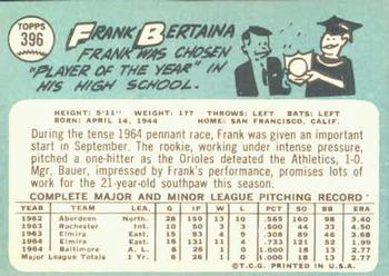 1965 Topps #396 Frank Bertaina Back
