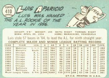 1965 Topps #410 Luis Aparicio Back