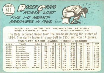 1965 Topps #411 Roger Craig Back