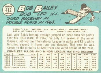 1965 Topps #412 Bob Bailey Back