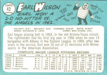 1965 Topps #42 Earl Wilson Back