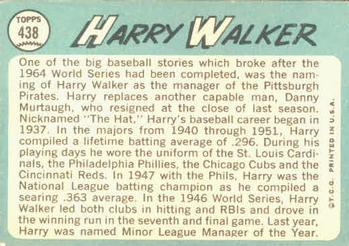 1965 Topps #438 Harry Walker Back