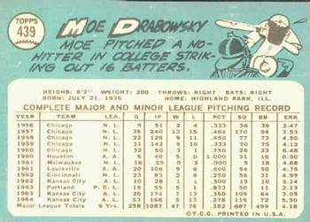 1965 Topps #439 Moe Drabowsky Back