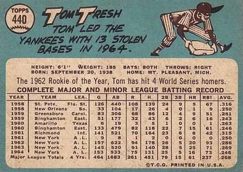 1965 Topps #440 Tom Tresh Back