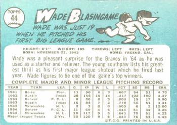 1965 Topps #44 Wade Blasingame Back