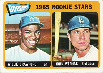 1965 Topps #453 Dodgers 1965 Rookie Stars (Willie Crawford / John Werhas) Front