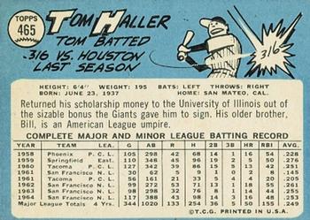 1965 Topps #465 Tom Haller Back