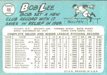 1965 Topps #46 Bob Lee Back