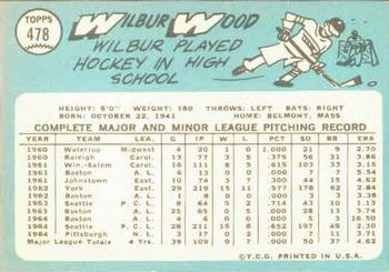 1965 Topps #478 Wilbur Wood Back