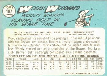 1965 Topps #487 Woody Woodward Back