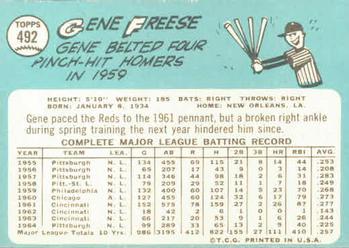 1965 Topps #492 Gene Freese Back