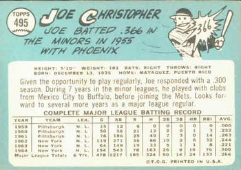 1965 Topps #495 Joe Christopher Back