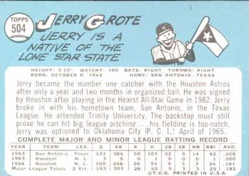 1965 Topps #504 Jerry Grote Back