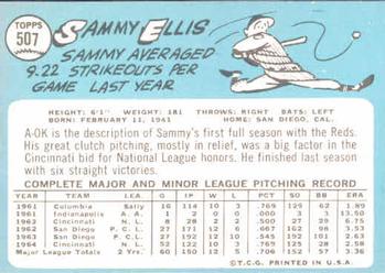 1965 Topps #507 Sammy Ellis Back