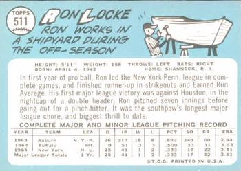 1965 Topps #511 Ron Locke Back