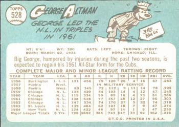 1965 Topps #528 George Altman Back