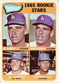 1965 Topps #561 Dodgers 1965 Rookie Stars (Dennis Daboll / Mike Kekich / Jim Lefebvre / Hector Valle) Front