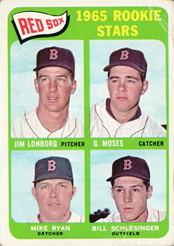 1965 Topps #573 Red Sox 1965 Rookie Stars (Jim Lonborg / Gerry Moses / Mike Ryan / Bill Schlesinger) Front