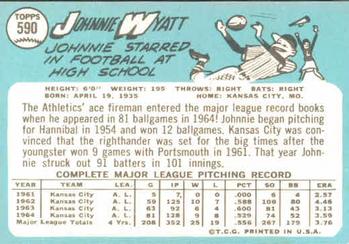 1965 Topps #590 John Wyatt Back