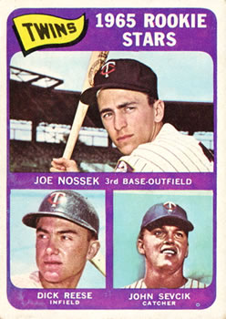 1965 Topps #597 Twins 1965 Rookie Stars (Joe Nossek / Dick Reese / John Sevcik) Front