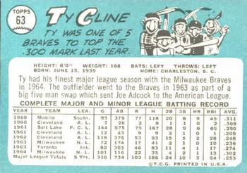 1965 Topps #63 Ty Cline Back