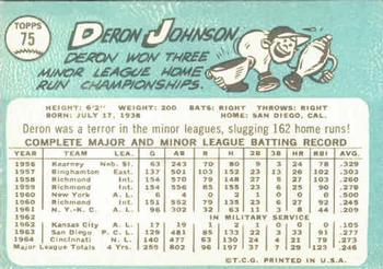 1965 Topps #75 Deron Johnson Back