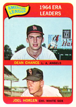1965 Topps #7 American League 1964 ERA Leaders (Dean Chance / Joel Horlen) Front