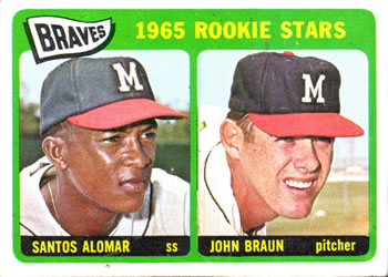 1965 Topps #82 Braves 1965 Rookie Stars (Santos Alomar / John Braun) Front