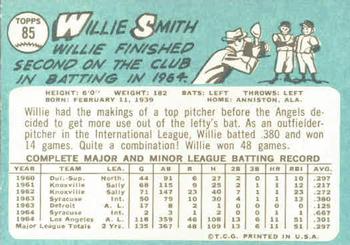 1965 Topps #85 Willie Smith Back