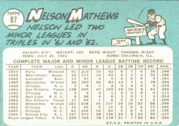1965 Topps #87 Nelson Mathews Back