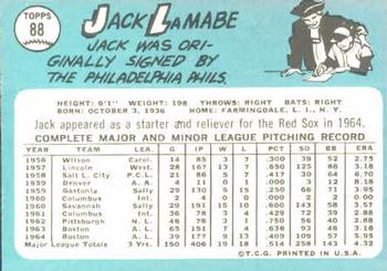 1965 Topps #88 Jack Lamabe Back