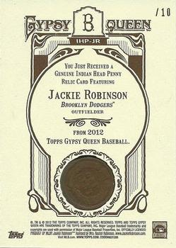 2012 Topps Gypsy Queen - Indian Head Penny #IHP-JR Jackie Robinson  Back