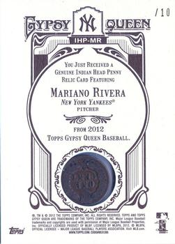 2012 Topps Gypsy Queen - Indian Head Penny #IHP-MR Mariano Rivera  Back