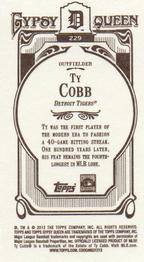 2012 Topps Gypsy Queen - Mini #229a Ty Cobb  Back