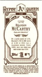 2012 Topps Gypsy Queen - Mini #132 Brandon McCarthy  Back