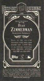 2012 Topps Gypsy Queen - Mini Black #149 Ryan Zimmerman  Back