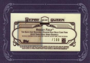 2012 Topps Gypsy Queen - Mini Stadium Seat Relics #MS-WF Wrigley Field  Back