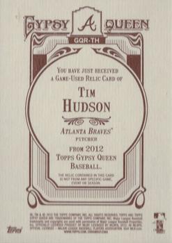 2012 Topps Gypsy Queen - Relics #GQR-TH Tim Hudson  Back
