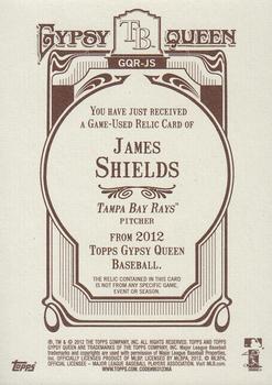 2012 Topps Gypsy Queen - Relics #GQR-JS James Shields  Back