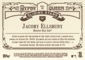 2012 Topps Gypsy Queen - Sliding Stars #SS-JE Jacoby Ellsbury  Back