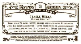 2012 Topps Gypsy Queen - Sliding Stars Mini #SS-JW Jemile Weeks  Back